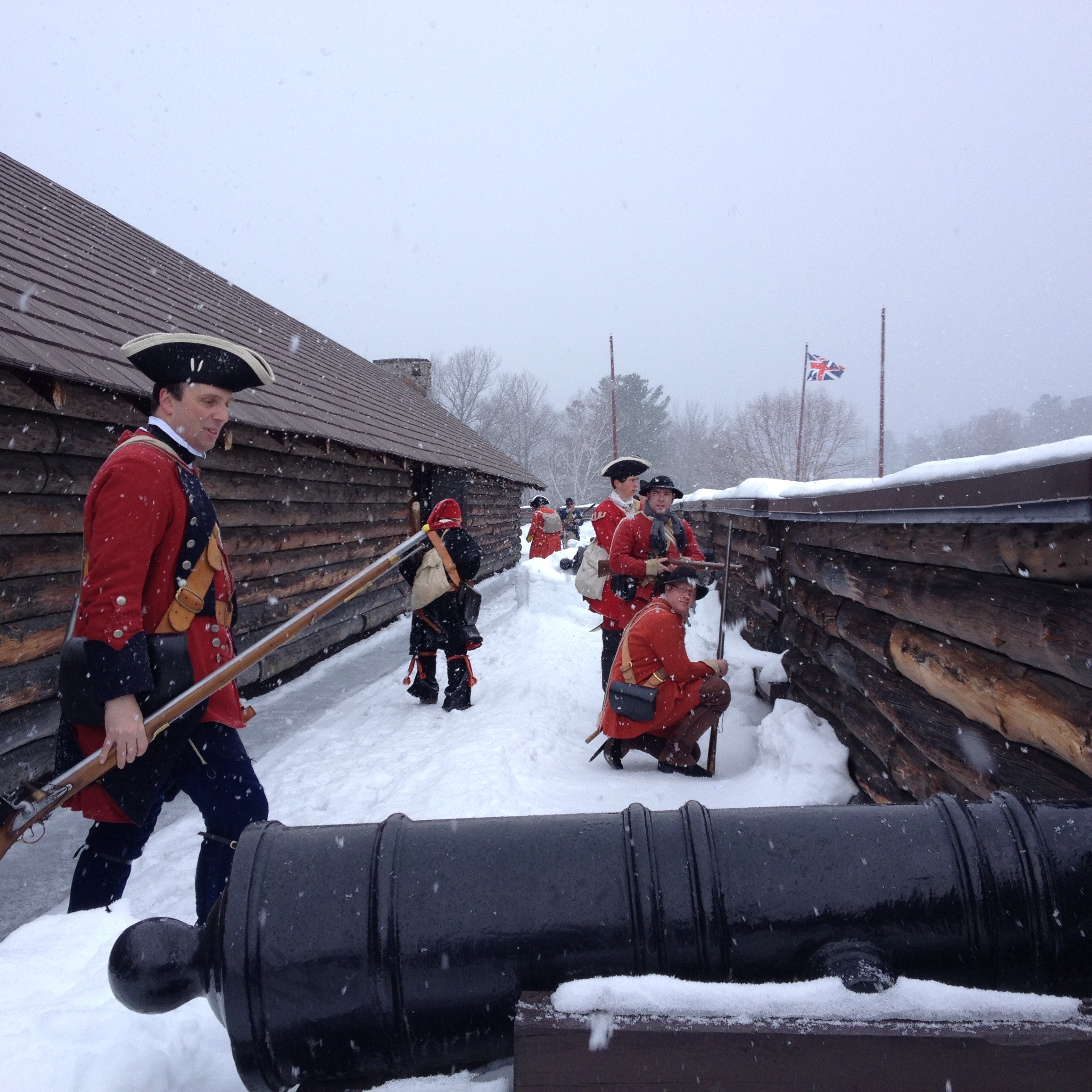 British soldiers and cannon in snow